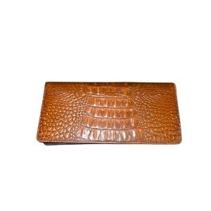 BRAHMIN Vintage Brown & Black Leather Crocodile Embossed Wallet